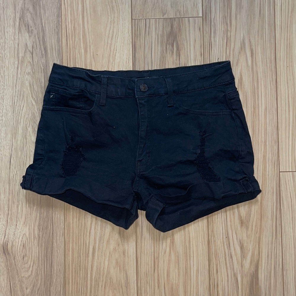 Black Distressed Jean Shorts